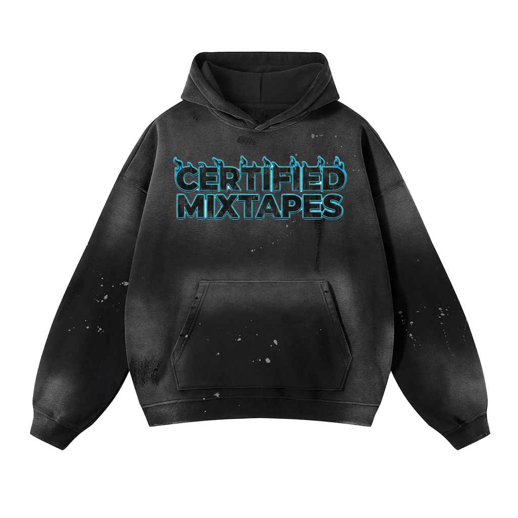 Vintage Washed Frayed Fleece Hoodie